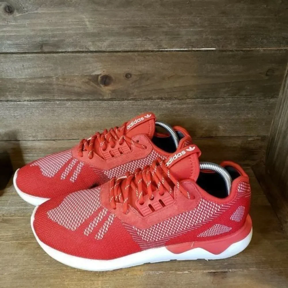 Mens Adidas Tubular Runner Weave Scarlet Red Athletic Shoes Sneakers Size 8‎ M